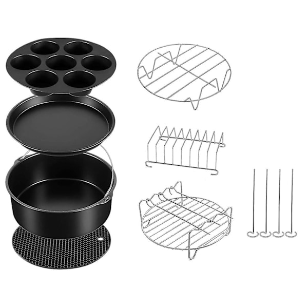 Set med 7 tillbehör för tryckkokare, ångkokare och airfryer-ugn, kompatibelt med Ninja Foodi 5 & 6,5 & 8
