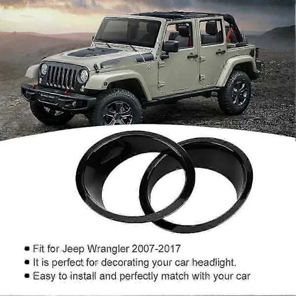 1 par bil forlygte lampe beskyttelse trim passer til Jeep Wrangler 2007-2017 sort