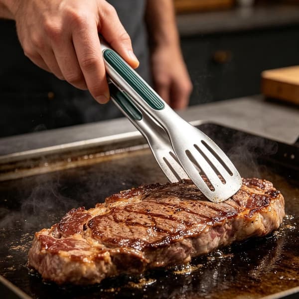 Sæt med 3 køkkentænger i rustfrit stål, skridsikkert greb, varmebestandige serveringstænger til grill, madlavning og buffet