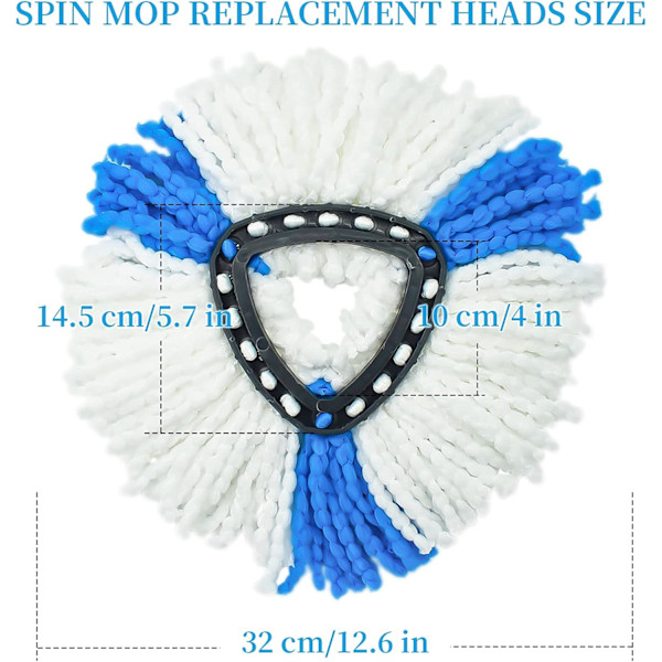 XJ-Moppipäät yhteensopivat Vileda 2-in-1 Turbo Mopin kanssa, Vaihtopäät, Mikrokuitu (Sininen, 3 kpl)