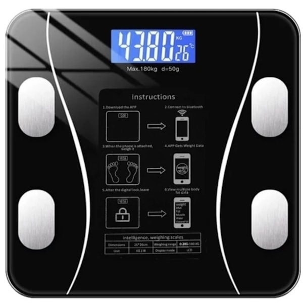 Smart Bathroom Scale with Body Analysis Black 1000