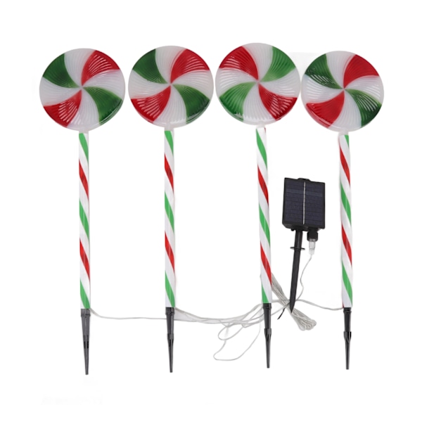 XJ-Solcelle Lollipop-lamper IP65 Vanntette 8 moduser 1 for 4 Dekorative LED Jul Stake Lampe for Hage Gangvei Gård (ZYH)