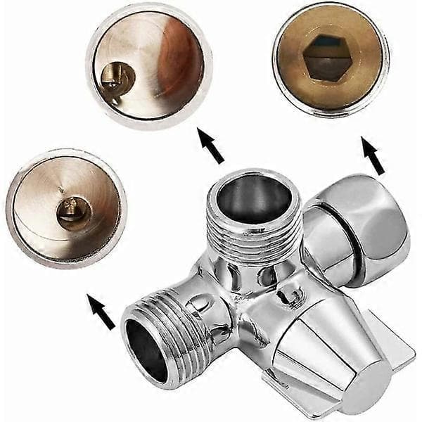 Solid messing 3-veis ventil, 3-veis omdirigeringsventil, 3-veis dusj omdirigeringsventil, G1/2\" T-adapterventil