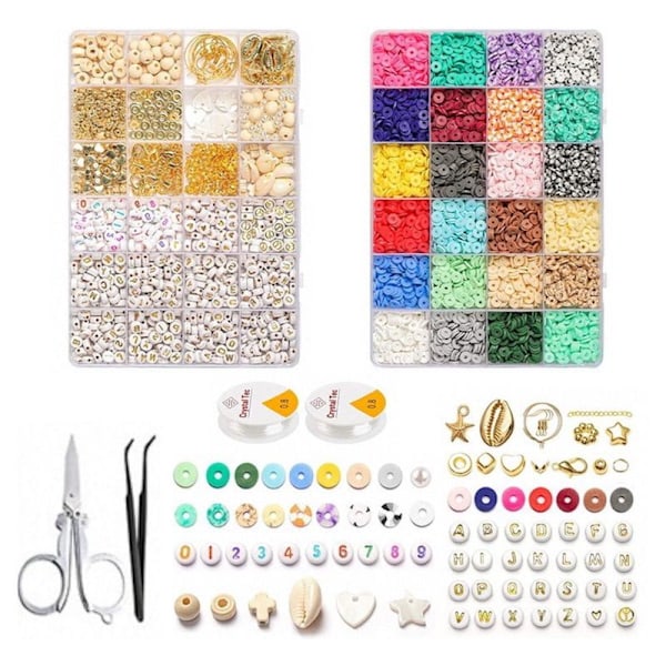 XJ-Clay Beads / Heishi-pärlor Bohemiskt Kit - KREA DIY-smyckesset med olika pärlor - 6000 st