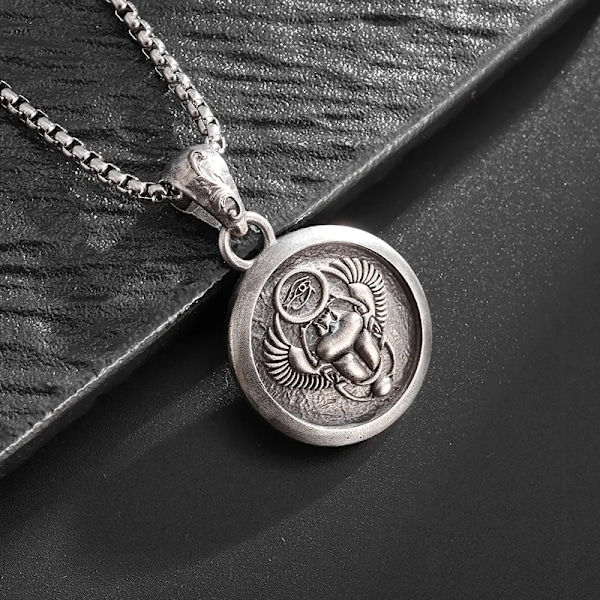 Gammel egyptisk skarabé Øye av Horus Patronus medaljong anheng halskjede for menn Retro Punk Lykkeamulett smykker