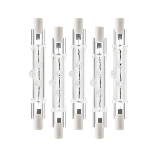 5-pack R7s 118mm 300W 230V, R7s Halogen Linear Light Source, Dimmable Halogen Lamp for Construction Work 300W 300W