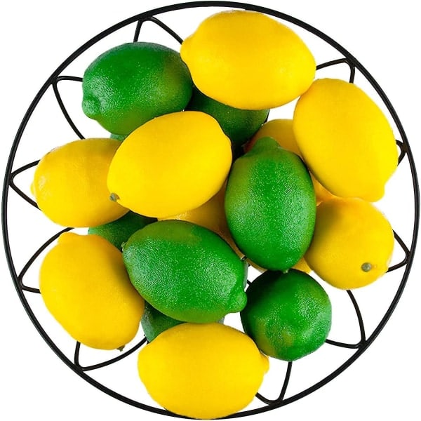 20 stk. kunstige citroner og lime, falske frugtcitroner til hjem, køkken, festdekoration, 3' x 2' gulgrøn