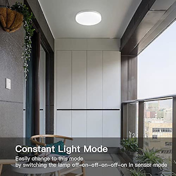 LED Loftlampe Med Bevægelsessensor Til Gang Garage 30 Cm Hvid