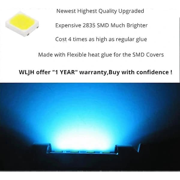 10 stk. Isblå 41 mm Festlige LED-billamper 2835SMD