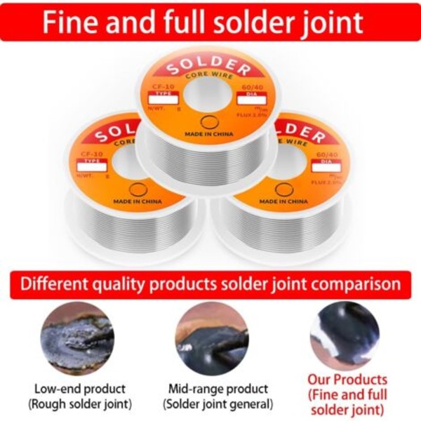 Loddetråd med harpikskerne tin-bly indeholdende 2% flusmiddel Sn60-Pd40 (0,8 mm, 50 g) 3 stk