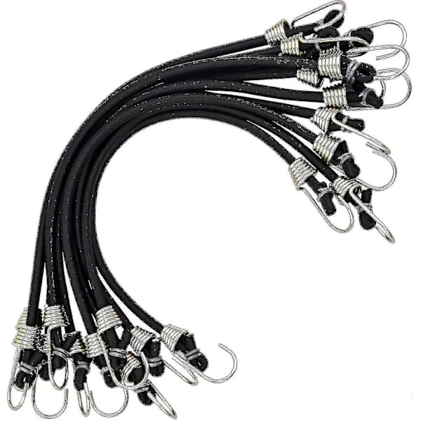 10-pack elastiska remmar, bagageremmar med krokar, korta elastiska remmar