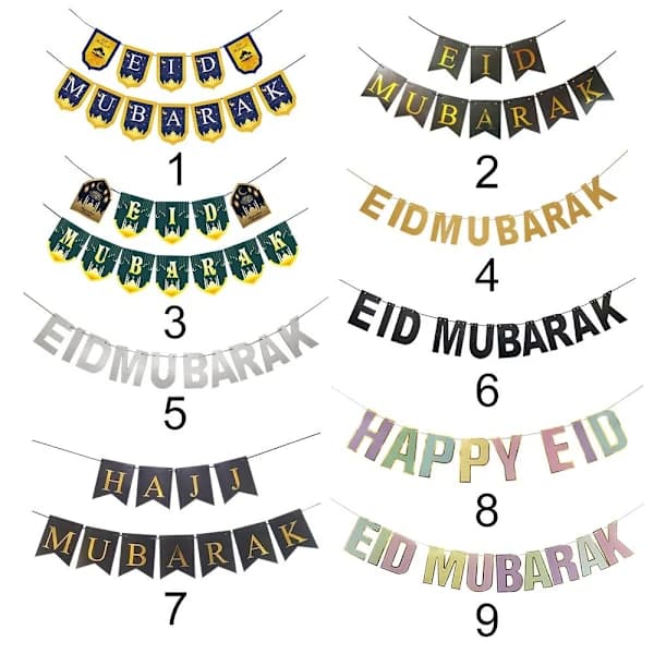Eid Mubarak Banner Flagg Ramadan Kareem Måne Stjerne