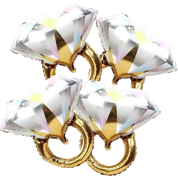 XJ-4 stk diamantring forlovelsesring Mylar-ballonger, ekteskapsforlovelse og bryllup brudefesttilbehør.