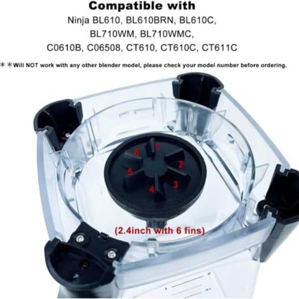 Ninja BL610 BL710 Serie 2041ml (9 Kop) Blender Reservedele, Glasbase, Knivdrevet Kobling & Drivstift Bolt Kit