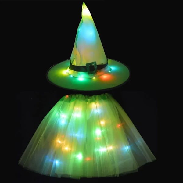 Kvinnor Barn Flickor Lysande LED-Glödlampor Elf Häxa Hatt Stjärna Sköld Spindelnät Trollkarl Kostym Fest Gåva Halloween Festivaler 4 för tonåringar eller kvinnor