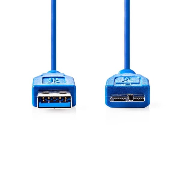 XJ-USB-kaapeli | USB 3.2 Gen 1 | USB-A Uros | USB Micro-B Uros | 5 Gbps | Nikkelipinnoitettu | 5,00 m | Pyöreä | PVC | Sininen | Muovipussi