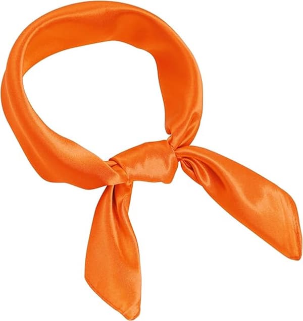Firkantet satintørklæde, polyester satin hår- og halstilbehør til Halloween-kostumer, karneval og temafester, orange, 70x70 cm