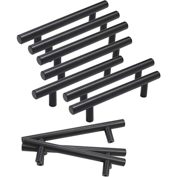 XJ-10 kpl Mustat Kaapin Vetimet T-muotoiset Ontot Vetotangon Kahvat, Keittiökaapin Reiänväli: 96mm 10*150*96