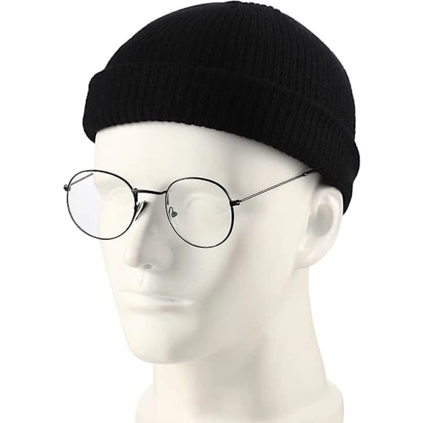 2-pack Kort Fiskarmössa för Vinter Trawlermössa Mössa med Skärm Skull Cap för Män