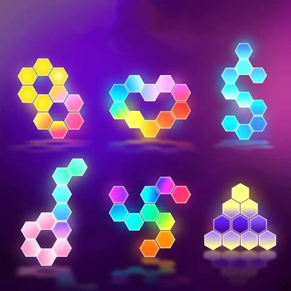 LED Wall Lamp Hexagon / Honeycomb / antum with remote control - 6 modules
