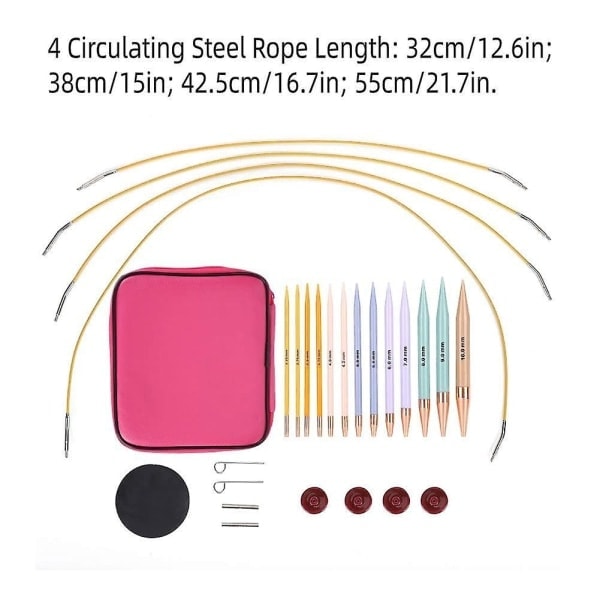 13-delars utbytbart stickset, rundstickor 2,75 mm-10 mm