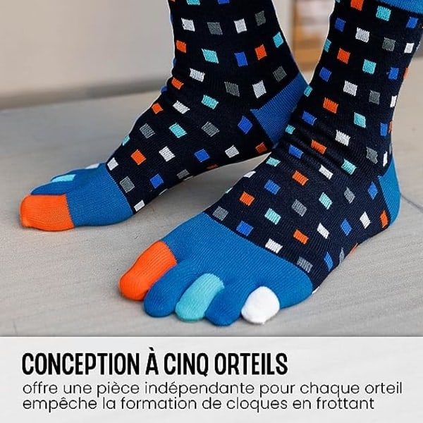 XJ-Pairs Miesten 5-varvassukat, Split Toe -sukat, Urheiluvarvassukat miehille [kk]