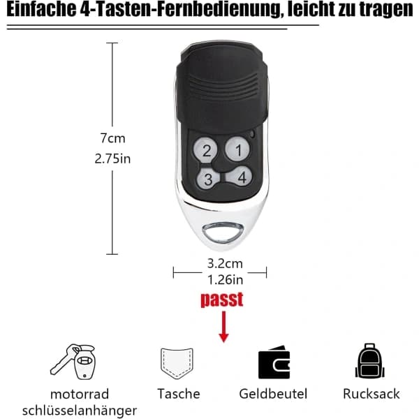 Crawford EA433 2KS/4KS Håndholdt sender - 2-pakning - 433,92MHz Scroll Code Fjernkontroll