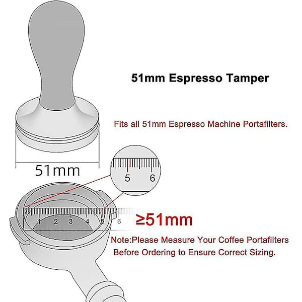XJ-51mm Espresso Tamper i Rostfritt Stål 304 Fjäderkaffe Pulver