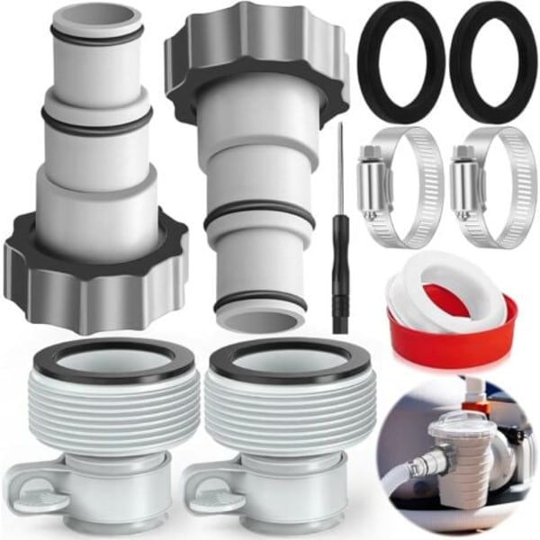 Pool Slange Adapter 32 38, Erstatningsslangeadapter, Pool Adapter, Pool Slange Adapter Pool Tilbehør Pumpe, Konnektor til Intex Pumpe Pool Slange Ø 32 38 mm
