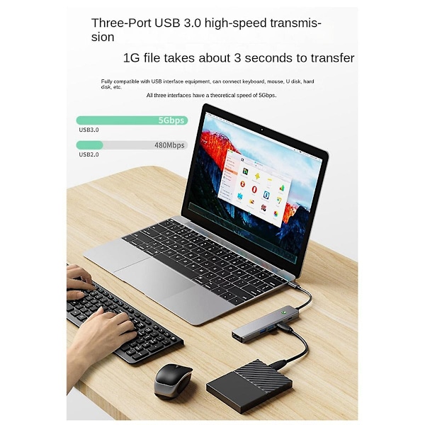 XJ-Type-c Dockningsstation Hubb Konverterare 4k Högupplöst Skärmprojektion 1-klicks Skärm Laptop Exp