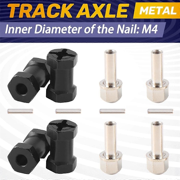 XJ-4 st 12mm Hex Hjulnav Drivadapter 20mm Förlängningskombinator Koppling för 1/10 RC Bil Crawler SCX10 D90, Svart