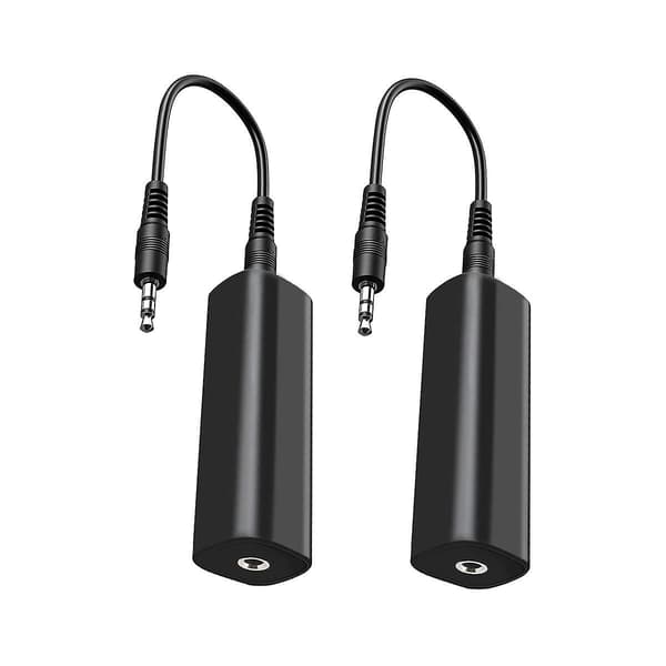 Jordloop Isolator Støyfilter for Bilstereo/Hjemmestereo, 2 stk med 3,5 mm Lydkabler