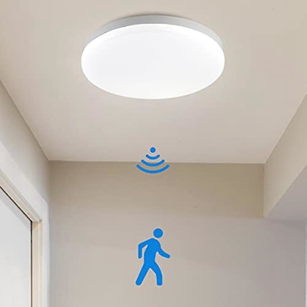 LED Loftlampe Med Bevægelsessensor Til Gang Garage 30 Cm Hvid