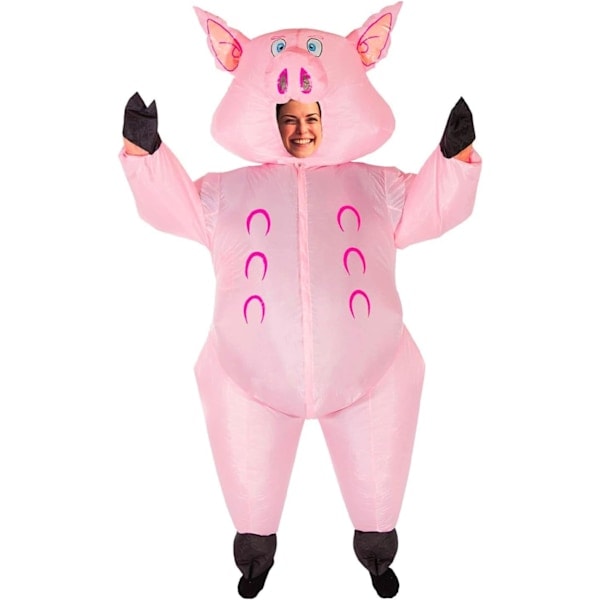 Uppblåsbar Grisdräkt | Uppblåsbar Humor Kostym | Premiumkvalitet | Polyester | Bekväm att bära | Hållbar | Inkluderar Uppblåsningssystem vuxen