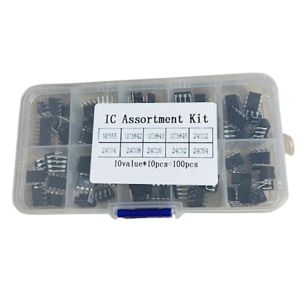 XJ-100 stk/eske Ne555 Uc3842 Uc3843 Uc3845 24c02 24c04 Ic Sortimentsett
