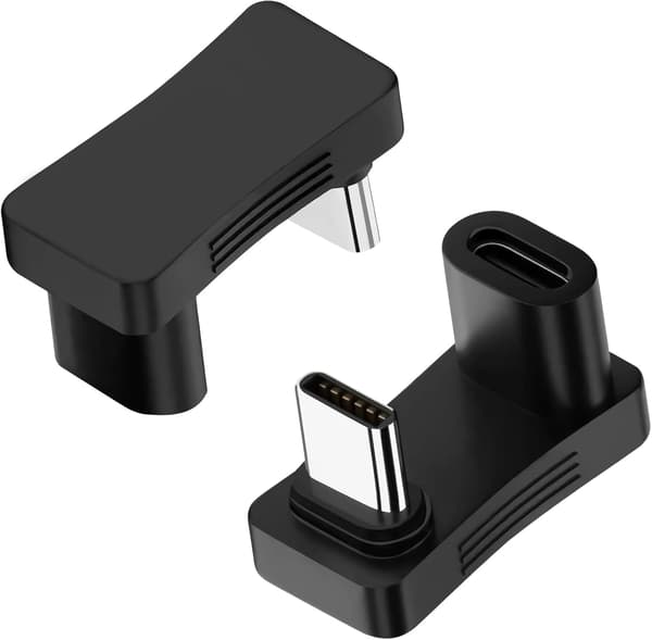 180 Graders Vinklet USB-C Adapter (2-pak), U-formet USB-C 3.1 Han