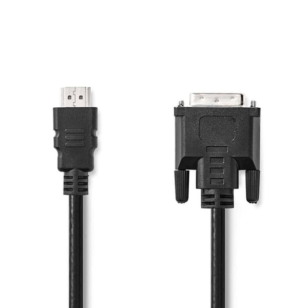 XJ-HDMI™ kabel | HDMI™ Kontakt | DVI-D 24+1-Pin Hann | 1080p | Nikkelbelagt | 2.00 m | Rett | PVC | Svart | Etikett