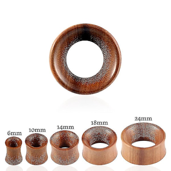 XJ-00 Gauge (10mm) Dubbla Utvidgade Organiska Naturliga Teakträ Öronpluggar