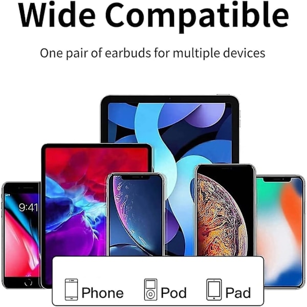 Kablede hodetelefoner for iPhone, kablede øretelefoner, ørepropper