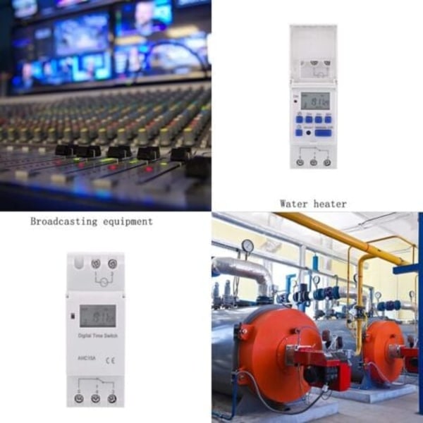 Digitaalinen LCD-ajastin, viikoittainen, ohjelmoitava, 16 On/Off-ohjelmaa, 220 V kellokytkin