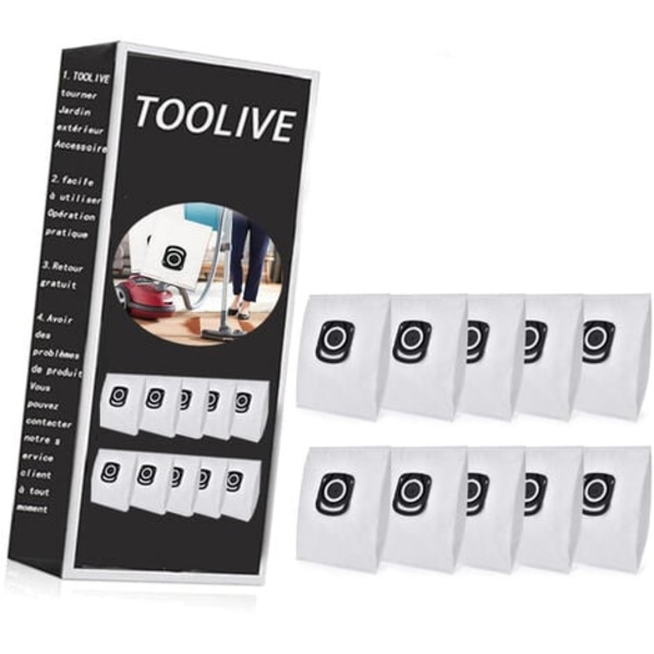 10-pack dammsugarpåsar - För Rowenta Hygiene + ZR200520 ZR200720, För Silence Force Compact Power X-Trem Power (RO64xx RO63xx RO68xx RO39xx)