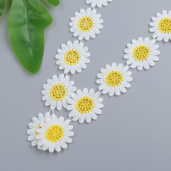 XJ-15 Gård Trim Band Tusensköna Blomma Spets Trim Band Sy Trådspets Broderade Applikationer Kantsömmar för Dekoration DIY Sömnad