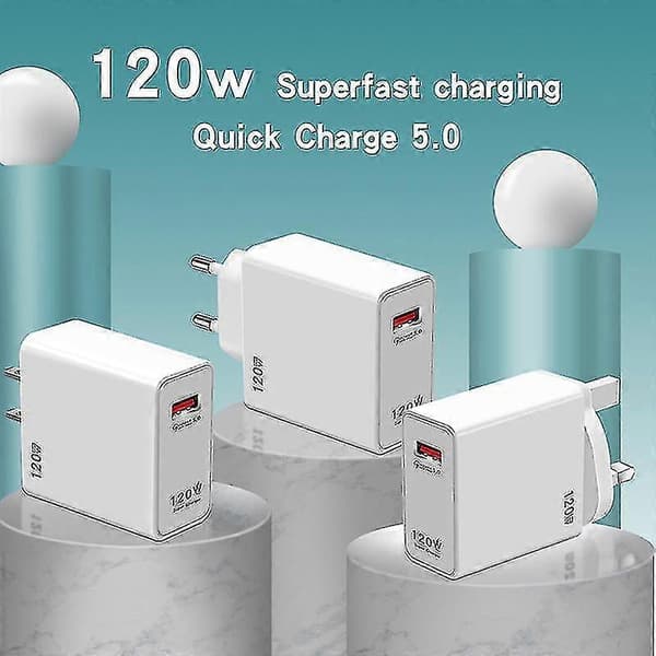 120W Hurtiglader USB-lader Strømadapter for iPhone Xiaomi Samsung EU