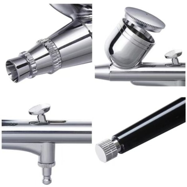 Dobbeltvirkende 0,5 mm airbrush-sæt, til kosmetisk maling, neglekunst, tatovering, med plastikpipette og nøgle