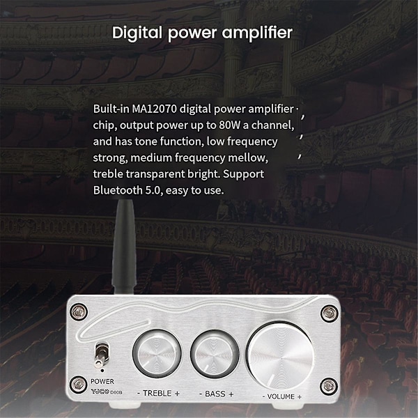 XJ-Hifi Lydforstærker Ma12070 80wx2 Bluetooth 5.0 Stereo Audio Effektforstærker Til Hjemmebiograf Kara