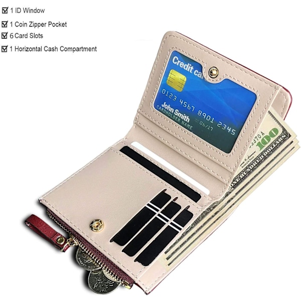 XJ-Flickor Lompakko Pieni Kaksiosainen Naisten Lompakko RFID, Kompakti Naisten Söpö Mini Vetoketjullinen Kolikkokortti Lompakko Teinitytölle Lapsille (Punainen)
