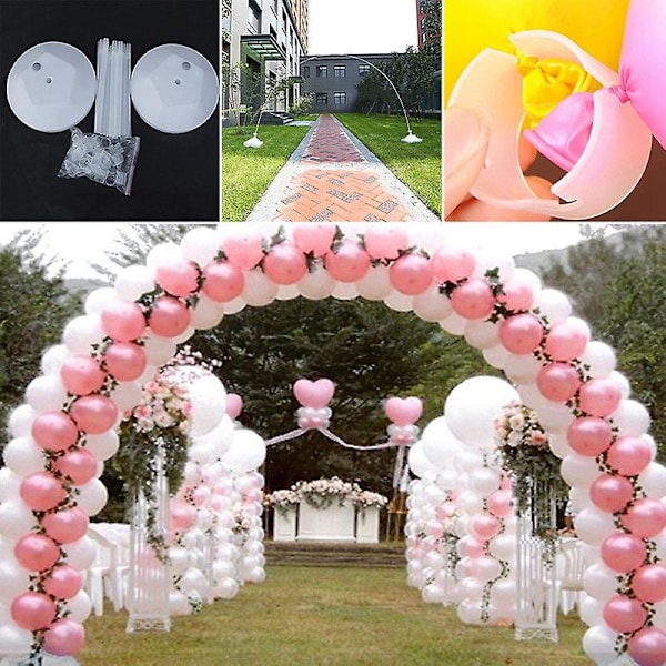 XJ-Ballongbåge Kit Cirka 3 meter Hög Justerbar Ballongställning Set Vit
