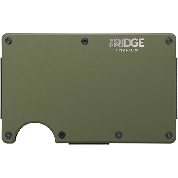 Minimalistisk aluminium pung til mænd - RFID-beskyttelse, elastisk, slank, kreditkortholder til forlomme med pengeseddelklemme, (ArmyGreen) 86 x 54 x 6 mm