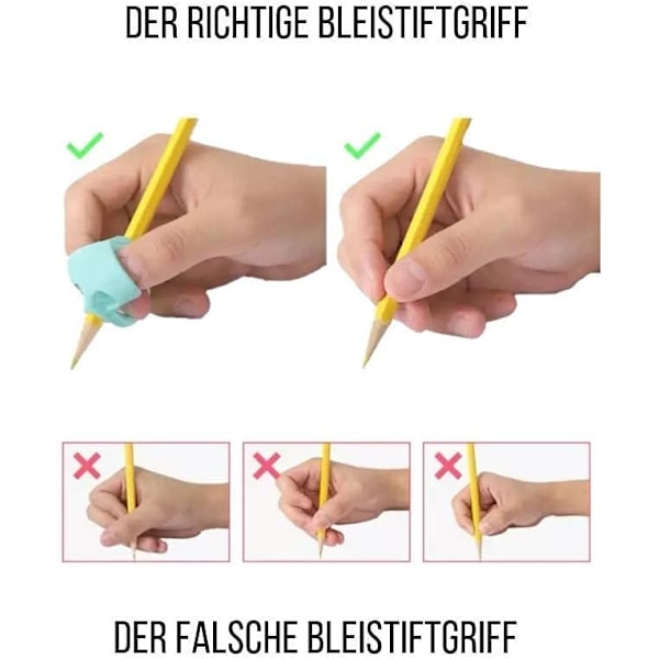 Ergonominen kirjoitusote oikeaan kynäotteeseen - 12 kynätukea kynille ja värikynille - sekä oikea- että vasenkätisille