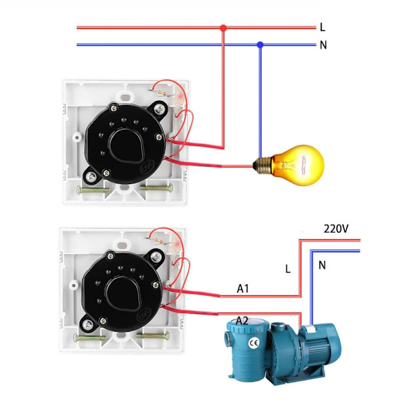 60 Minutters Timer, AC 220V, 15A, Intelligent Mekanisk Nedtellingstimer, Tidsbryter, Panel Timer Kontrollknapp 86